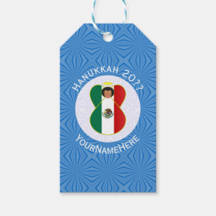 Mexicaanse Engel Hanukkah Vlag Gepersonaliseerd  Cadeaulabel