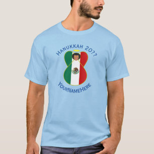Mexicaanse engel Hanukkah-vlag gepersonaliseerd he T-shirt