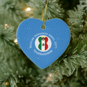 Mexicaanse Engel Hanukkah Vlag Persoonlijk Keramisch Ornament