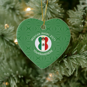 Mexicaanse engel kerst vlag gepersonaliseerd keramisch ornament