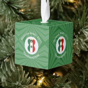 Mexicaanse engel kerst vlag gepersonaliseerd kubus ornament