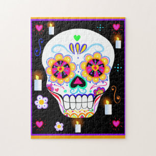 Mexicaanse feestdag van de dode suikerschedel legpuzzel