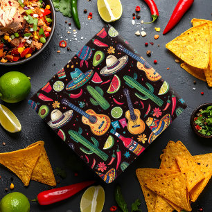 Mexicaanse Fiesta Any Occasion Patroon Zwart ID111 Cadeaupapier