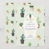 MEXICAANSE Fiesta BABY SHOWER Uitnodiging Cactusse (Voorkant / Achterkant)