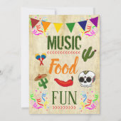 Mexicaanse Fiesta Birthday Party Kaart (Achterkant)