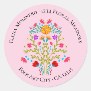 Mexicaanse Fiesta Bloemen Roze retour adres label