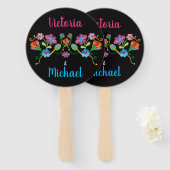 Mexicaanse Fiesta Borduurwerk Bruiloft Hand Fans Handwaaier (Voorkant en achterkant)