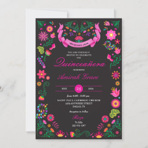 Mexicaanse Fiesta Borduurwerk Quinceañera Uitnodig Kaart