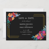 Mexicaanse Fiesta Floral Black Wedding Save the Da Kaart (Voorkant)