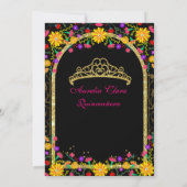 Mexicaanse Fiesta Floral Prinses Goud Quinceanera Kaart (Achterkant)
