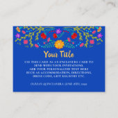 Mexicaanse Fiesta Floral Royal Blue receptie Informatiekaartje (Voorkant)