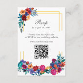 Mexicaanse Fiesta Flower Wedding QR Code RSVP Card Informatiekaartje (Voorkant)