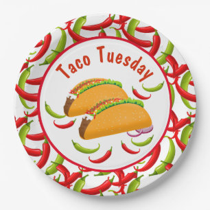 Mexicaanse Fiesta Food Taco Dinsdag Voedselpartij  Papieren Bordje
