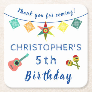 Mexicaanse Fiesta Fun kleurrijke kinderen Birthday Vierkante Kartonnen Onderzetter