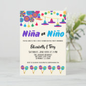 Mexicaanse Fiesta Geslacht onthullen Niña of Niño Kaart (Staand voorkant)