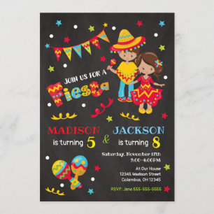 Mexicaanse Fiesta Joint Birthday Invitation Boy Gi Kaart