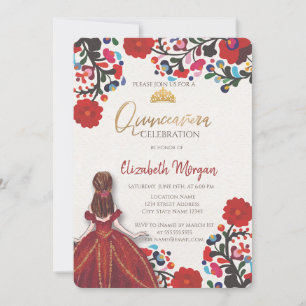 Mexicaanse Fiesta Jurk Tiara Quinceañera Kaart