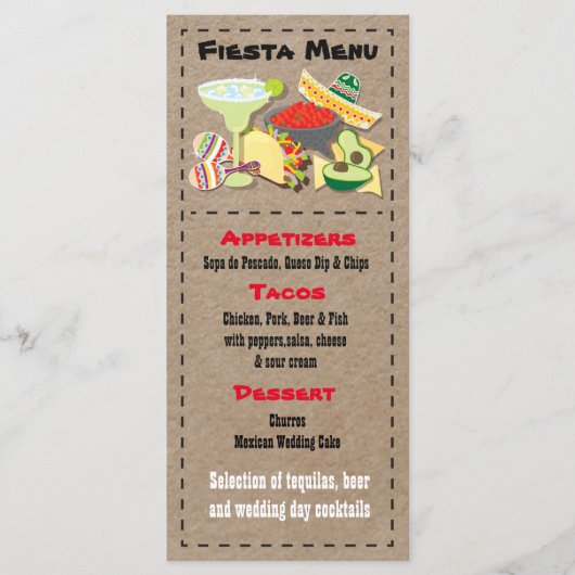 Mexicaanse Fiesta menu items faux kraft papier (Voorkant)