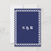 Mexicaanse Fiesta Navy Papel Picado Boho Wedding RSVP Kaartje (Achterkant)