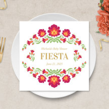 Mexicaanse Fiesta Papier Servet, Rode Bloemen
