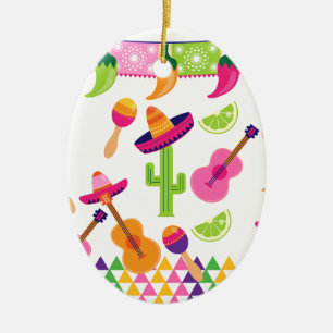 Mexicaanse Fiesta Party Sombrero Saguaro Limoen Pe Keramisch Ornament