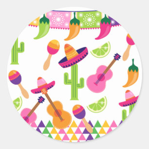 Mexicaanse Fiesta Party Sombrero Saguaro Limoen Pe Ronde Sticker