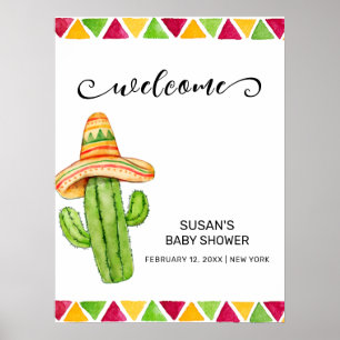 Mexicaanse Fiesta Taco Cactus Baby Shower Welkom Poster