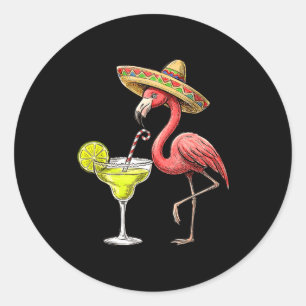 Mexicaanse flamingo sombrero margarita cinco de ma ronde sticker