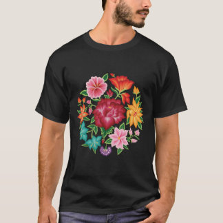 Mexicaanse Floral Bouquet (Zwarte achtergrond) T-shirt
