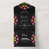 Mexicaanse Floral Butterfly All in one Invitation All In One Uitnodiging (Binnen)