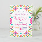 Mexicaanse Floral Fiesta Bridal Shower Kaart (Staand voorkant)