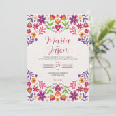 Mexicaanse Floral Fiesta Nuestra Boda Wedding Kaart (Staand voorkant)