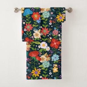 Mexicaanse Floral Folk Art Bad Handdoek