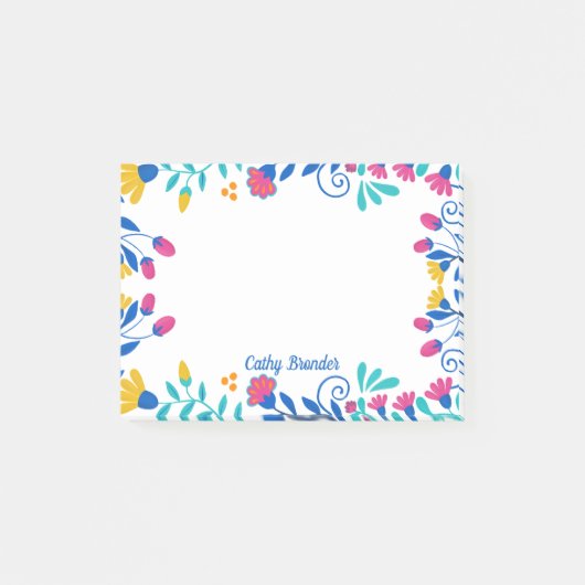 Mexicaanse Floral gepersonaliseerde naam briefpapi Post-it® Notes (Voorkant)