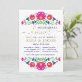 Mexicaanse Floral Rehearsal Dinner Invitation Kaart (Staand voorkant)