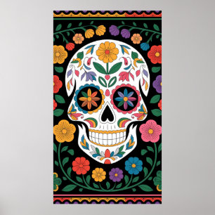 Mexicaanse Folk Art Design Bloemen & geometrische Poster