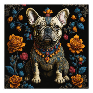 Mexicaanse Folk Art Franse Bulldog Foto Afdruk