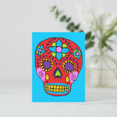 Mexicaanse Folk Art Sugar Skull Briefkaart (Staand voorkant)