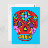 Mexicaanse Folk Art Sugar Skull Briefkaart (Voorkant / Achterkant)