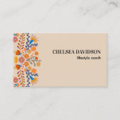 Mexicaanse Folk Bloemen Aardse Tan Visitekaartje (Voorkant)