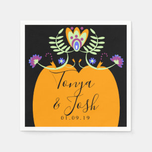 Mexicaanse Folk Flowers Wedding   Halloween Pumpki Servet
