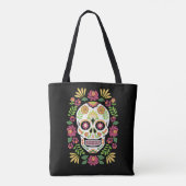 Mexicaanse Folk Sugar Skull en Rozen Draagtas (Achterkant)
