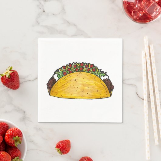Mexicaanse Food Hard Shell Taco Tacos Print Napkin Servetten (Insitu)