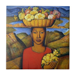 Mexicaanse fruitleverancier Woman Tile Mural Tegeltje
