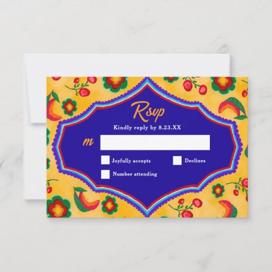 Mexicaanse gele bruiloft RSVP kaartje (Voorkant)