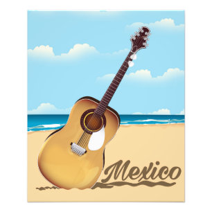 Mexicaanse gitaar strand reisposter foto afdruk