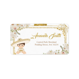 Mexicaanse gouden Fiesta Jongen Doop Adres Label