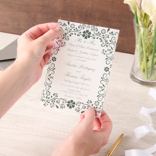 Mexicaanse groene Talavera bruiloft Vellum Uitnodigingen (Draagbaar)