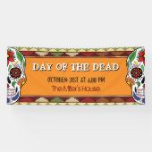 Mexicaanse Halloween Dag van de Dode Suikerschedel Spandoek (Horizontaal)