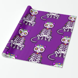 Mexicaanse Halloween kat skelet folklore Cadeaupapier